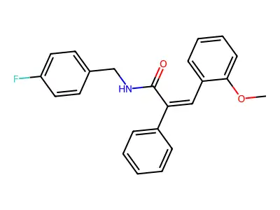 N-[(4-fluorophenyl)methyl]-3-(2-methoxyphenyl)-2-phenylprop-2-enamide structure