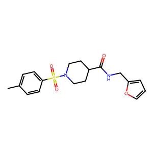 N-(furan-2-ylmethyl)-1-(4-methylphenyl)sulfonylpiperidine-4-carboxamide structure