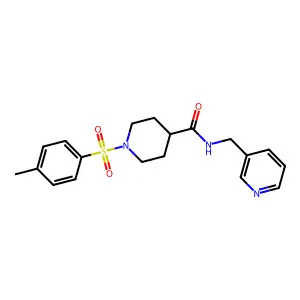 1-(4-methylphenyl)sulfonyl-N-(pyridin-3-ylmethyl)piperidine-4-carboxamide structure