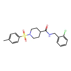 N-[(2-chlorophenyl)methyl]-1-(4-methylphenyl)sulfonyl-4-piperidinecarboxamide structure