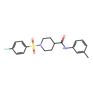 1-(4-fluorophenyl)sulfonyl-N-(3-methylphenyl)piperidine-4-carboxamide structure