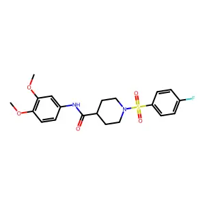 N-(3,4-dimethoxyphenyl)-1-(4-fluorophenyl)sulfonylpiperidine-4-carboxamide structure