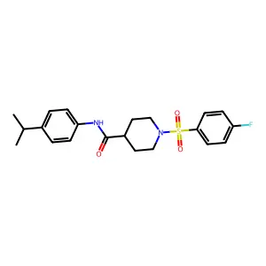 1-(4-fluorophenyl)sulfonyl-N-(4-propan-2-ylphenyl)piperidine-4-carboxamide structure