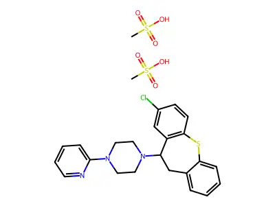 Piperazine, 1-(8-chloro-10,11-dihydrodibenzo(b,f)thiepin-10-yl)-4-(2-pyridinyl)-, dimethanesulfonate structure