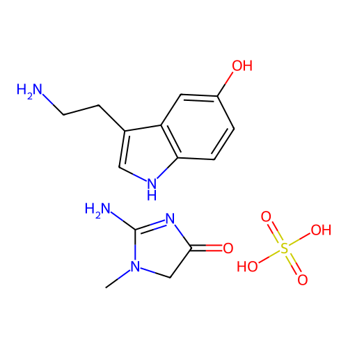 Creatinine sulfate mixture with serotonin structure