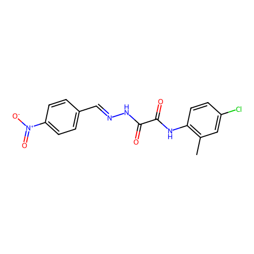 N-(4-chloro-2-methylphenyl)-2-[2-(4-nitrobenzylidene)hydrazino]-2-oxoacetamide structure