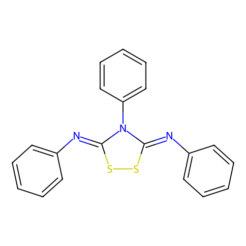 3-N,5-N,4-triphenyl-1,2,4-dithiazolidine-3,5-diimine structure