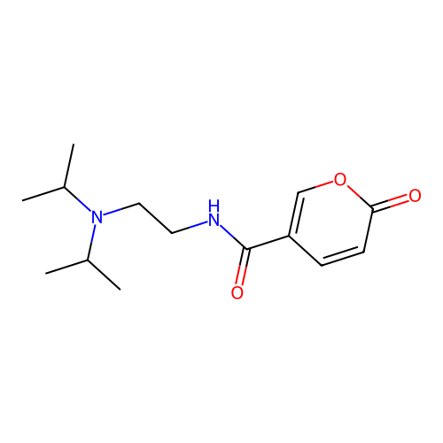 N-[2-(dipropan-2-ylamino)ethyl]-2-oxo-2H-pyran-5-carboxamide structure