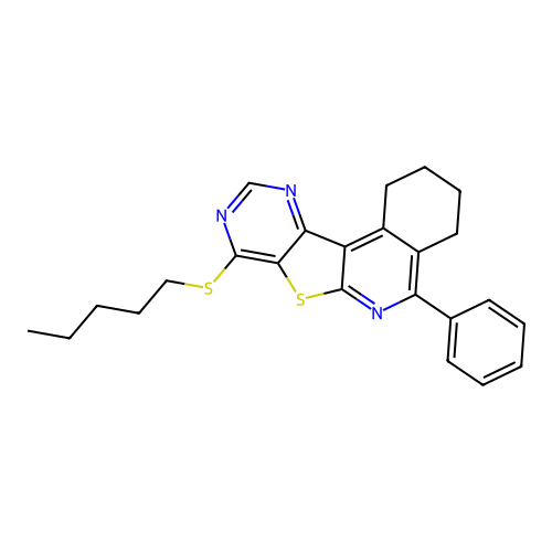 8-(pentylthio)-5-phenyl-1,2,3,4-tetrahydropyrimido[4',5':4,5]thieno[2,3-c]isoquinoline structure