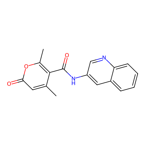 4,6-dimethyl-2-oxo-N-(quinolin-3-yl)-2H-pyran-5-carboxamide structure