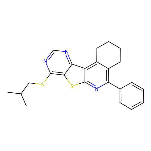 8-(isobutylthio)-5-phenyl-1,2,3,4-tetrahydropyrimido[4',5':4,5]thieno[2,3-c]isoquinoline structure