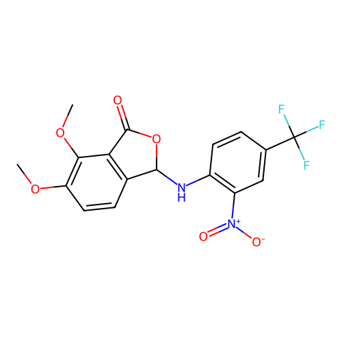 6,7-dimethoxy-3-((2-nitro-4-(trifluoromethyl)phenyl)amino)isobenzofuran-1(3H)-one structure