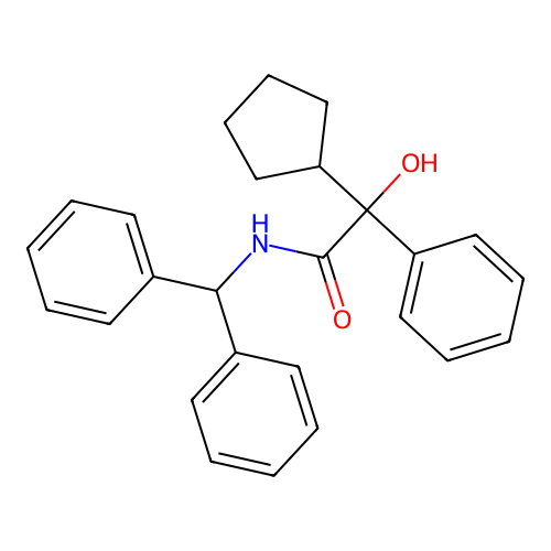 N-benzhydryl-2-cyclopentyl-2-hydroxy-2-phenylacetamide structure