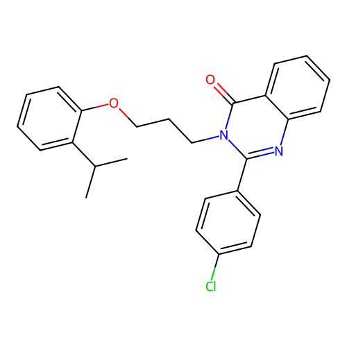2-(4-chlorophenyl)-3-{3-[2-(propan-2-yl)phenoxy]propyl}quinazolin-4(3H)-one structure