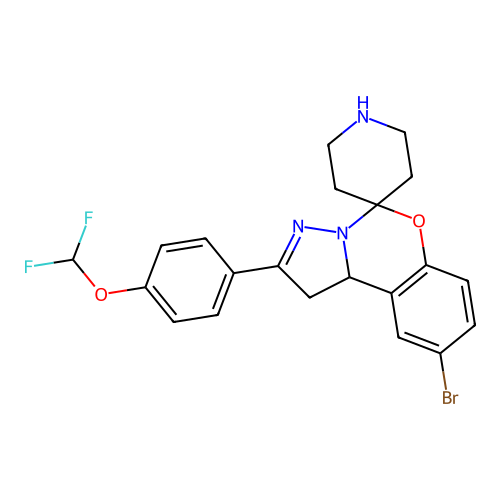 9'-bromo-2'-[4-(difluoromethoxy)phenyl]-1',10b'-dihydrospiro[piperidine-4,5'-pyrazolo[1,5-c][1,3]benzoxazine] structure