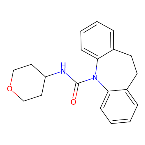 N-(tetrahydro-2H-pyran-4-yl)-10,11-dihydro-5H-dibenzo[b,f]azepine-5-carboxamide structure