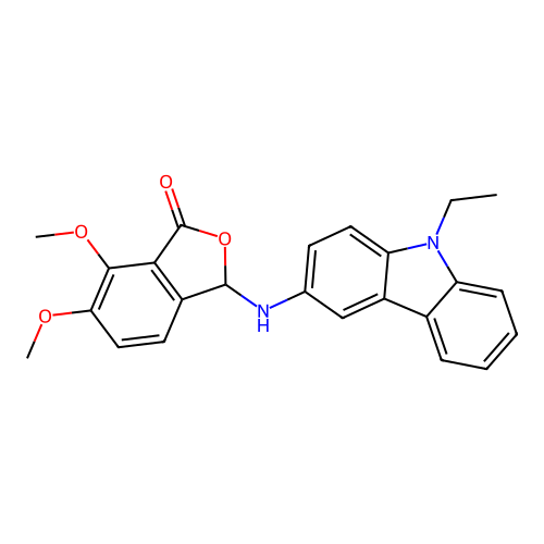 3-[(9-ethyl-9H-carbazol-3-yl)amino]-6,7-dimethoxy-2-benzofuran-1(3H)-one structure