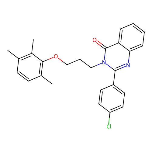 2-(4-chlorophenyl)-3-(3-(2,3,6-trimethylphenoxy)propyl)quinazolin-4(3H)-one structure