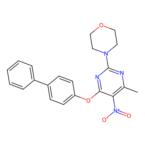 4-[4-(Biphenyl-4-yloxy)-6-methyl-5-nitropyrimidin-2-yl]morpholine structure