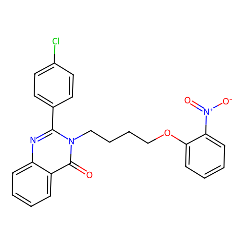 2-(4-chlorophenyl)-3-(4-(2-nitrophenoxy)butyl)quinazolin-4(3H)-one structure