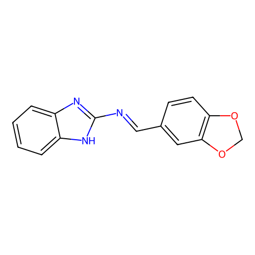 N-[(E)-1,3-benzodioxol-5-ylmethylidene]-1H-benzimidazol-2-amine structure