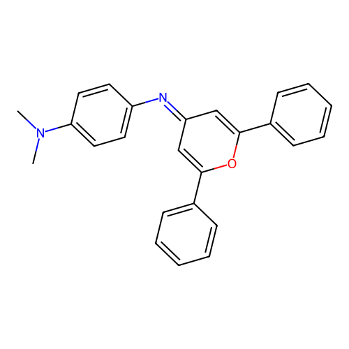 N'-(2,6-diphenyl-4H-pyran-4-ylidene)-N,N-dimethylbenzene-1,4-diamine structure