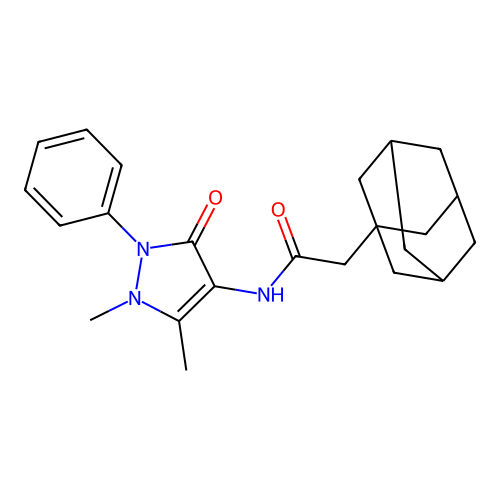 2-(1-adamantyl)-N-(1,5-dimethyl-3-oxo-2-phenyl-pyrazol-4-yl)acetamide structure