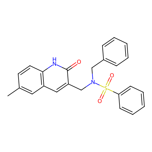 N-benzyl-N-((2-hydroxy-6-methylquinolin-3-yl)methyl)benzenesulfonamide structure