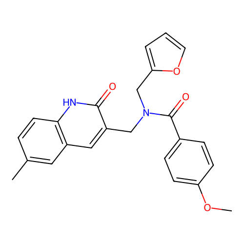 N-(furan-2-ylmethyl)-N-((2-hydroxy-6-methylquinolin-3-yl)methyl)-4-methoxybenzamide structure