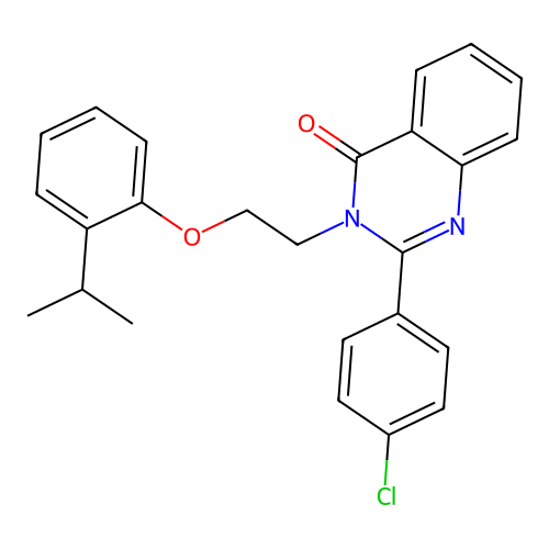 2-(4-chlorophenyl)-3-{2-[2-(propan-2-yl)phenoxy]ethyl}quinazolin-4(3H)-one structure