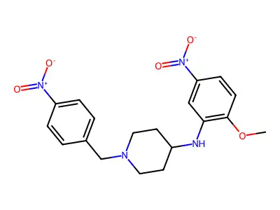 N-(2-methoxy-5-nitrophenyl)-1-[(4-nitrophenyl)methyl]piperidin-4-amine structure