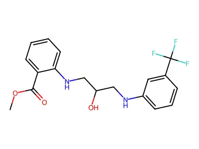 Methyl 2-((2-hydroxy-3-((3-(trifluoromethyl)phenyl)amino)propyl)amino)benzoate structure