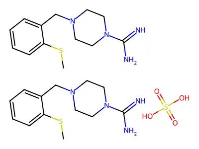 1-Piperazinecarboximidamide, 4-((2-(methylthio)phenyl)methyl)-, sulfate (2:1) structure