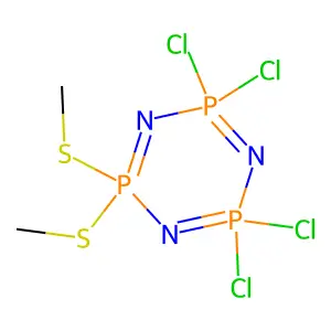 2,2,4,4-tetrachloro-6,6-bis(methylsulfanyl)-1,3,5-triaza-2 structure