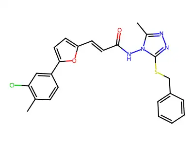 N-(3-benzylsulfanyl-5-methyl-1,2,4-triazol-4-yl)-3-[5-(3-chloro-4-methylphenyl)furan-2-yl]prop-2-enamide structure