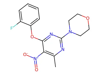 4-[4-(2-Fluorophenoxy)-6-methyl-5-nitropyrimidin-2-yl]morpholine structure