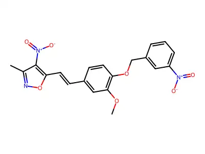 5-(2-{3-Methoxy-4-[(3-nitrophenyl)methoxy]phenyl}ethenyl)-3-methyl-4-nitro-1,2-oxazole structure