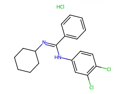 Benzenecarboximidamide, N-cyclohexyl-N'-(3,4-dichlorophenyl)-, monohydrochloride structure