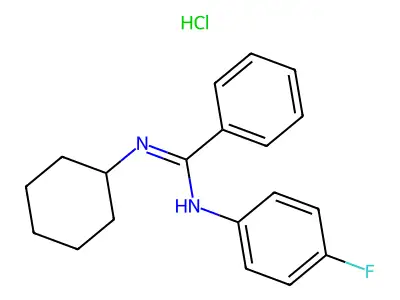 Benzenecarboximidamide, N-cyclohexyl-N'-(4-fluorophenyl)-, monohydrochloride structure