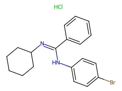 Benzenecarboximidamide, N-(4-bromophenyl)-N'-cyclohexyl-, monohydrochloride structure