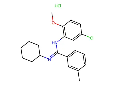 N-Cyclohexyl-N'-(2-methoxy-5-chlorophenyl)-m-toluamidine hydrochloride structure