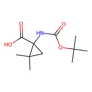 (1R)-1-(tert-butoxycarbonylamino)-2,2-dimethyl-cyclopropanecarboxylic acid structure