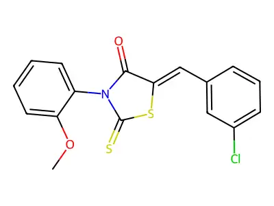 5-(3-Chlorobenzylidene)-3-(2-methoxyphenyl)-2-thioxo-1,3-thiazolidin-4-one structure