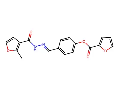 [4-[[(2-methylfuran-3-carbonyl)hydrazinylidene]methyl]phenyl] Furan-2-carboxylate structure