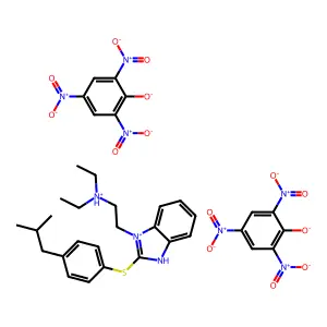 Benzimidazole, 1-(2-(diethylamino)ethyl)-2-((p-isobutylphenyl)thio)-, dipicrate structure