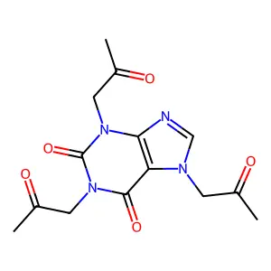 1,3,7-Tris(2-oxopropyl)purine-2,6-dione structure