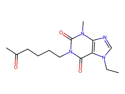 1H-Purine-2,6-dione, 3,7-dihydro-7-ethyl-3-methyl-1-(5-oxohexyl)- structure
