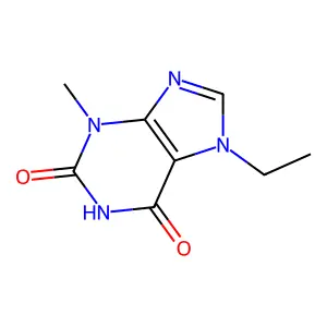 7-Ethyl-3-methyl-1,3,7-trihydropurine-2,6-dione structure