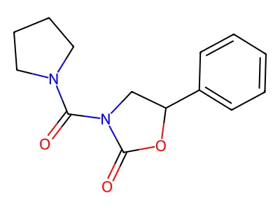 5-Phenyl-3-(pyrrolidine-1-carbonyl)-1,3-oxazolidin-2-one structure