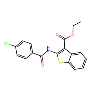 Ethyl 2-[(4-chlorobenzoyl)amino]-1-benzothiophene-3-carboxylate structure